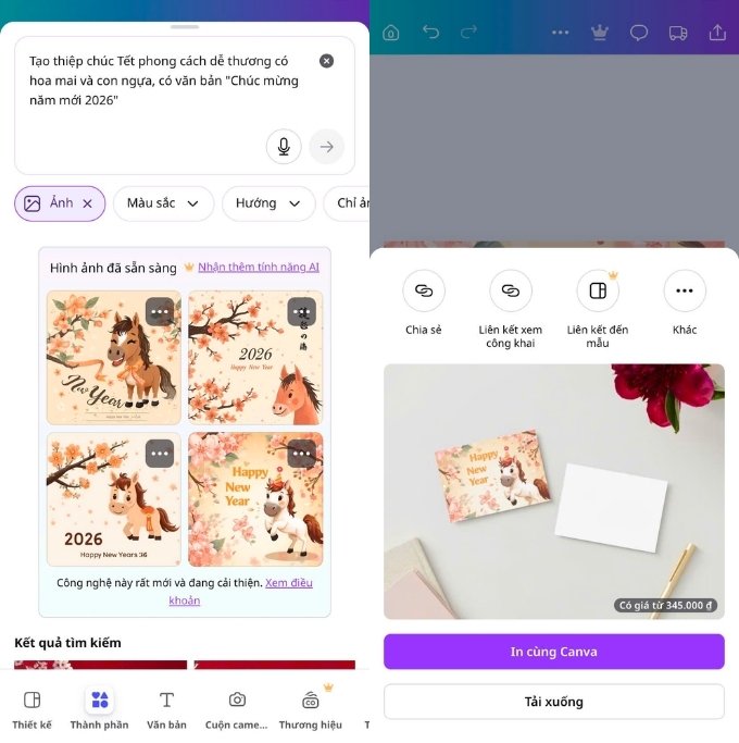 Cách tạo thiệp chúc Tết bằng điện thoại với Canva AI