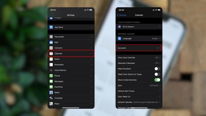 khắc phục lịch trên iPhone bị lỗi bằng cài đặt tài khoản