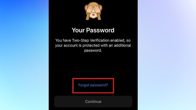 Chọn Forgot Password để lấy lại mật khẩu Telegram