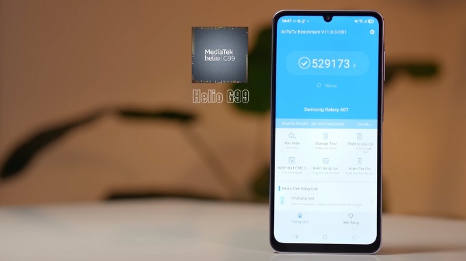 Galaxy A07 được Samsung trang bị bộ vi xử lý MediaTek Helio G99