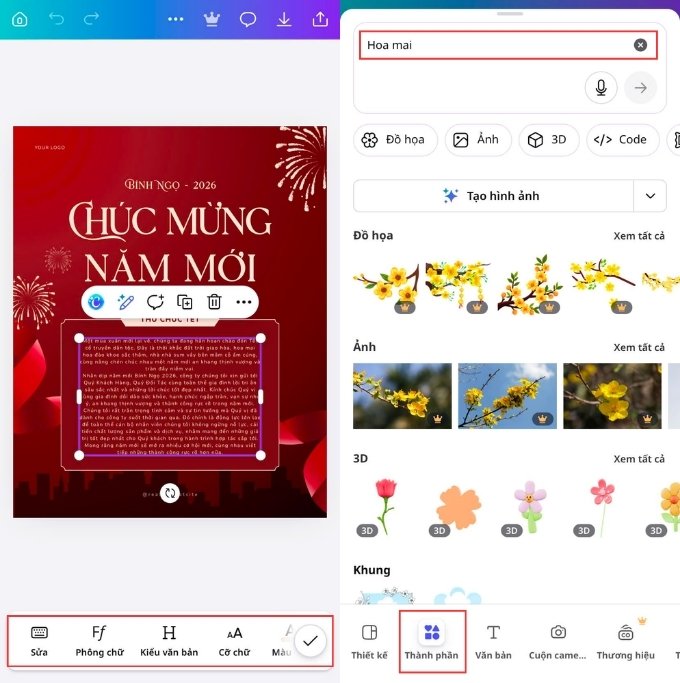 Cách tạo thiệp chúc Tết bằng điện thoại với Canva chi tiết