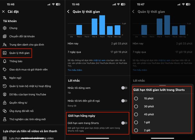 Cách giới hạn thời gian xem YouTube Shorts trên điện thoại nhanh chóng