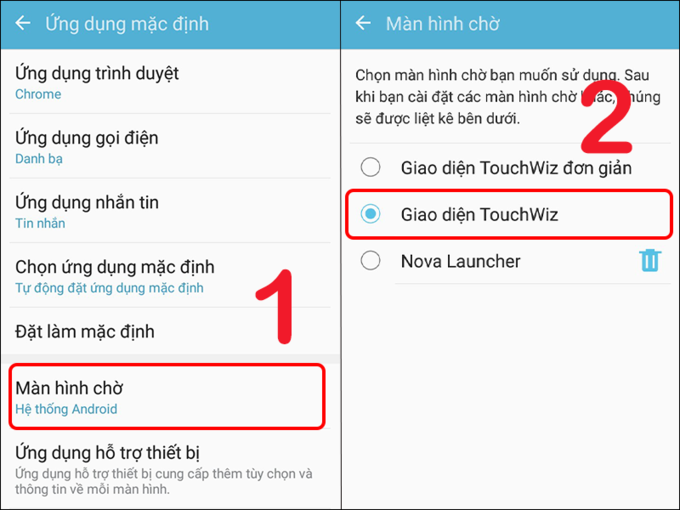 Thiết lập lại bố cục màn hình chính