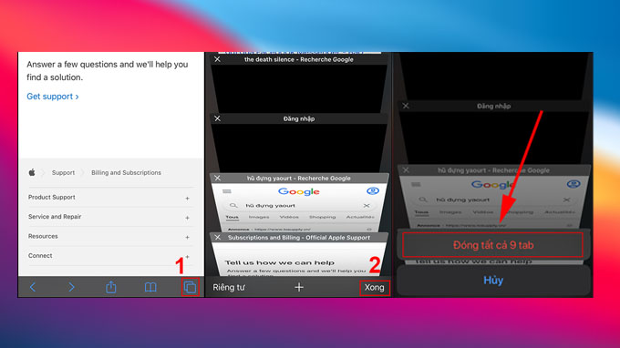 đóng cùng lúc nhiều tab trên Safari của iPhone