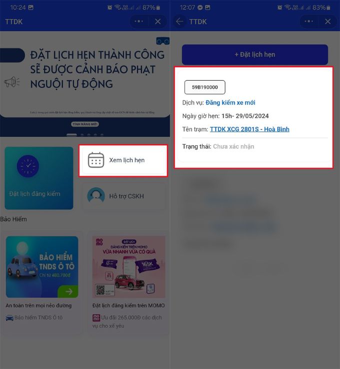 Cách kiểm tra lịch đăng kiểm ô tô trên Zalo