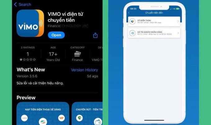 Rút tiền từ SIM điện thoại về tài khoản ngân hàng bằng ví điện tử Vimo