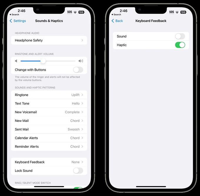 Cách tắt cơ chế phản ứng lực trên bàn phím của iPhone