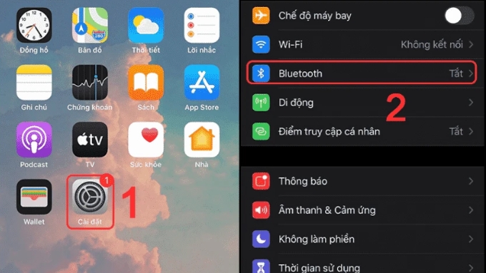 Truy cập Cài đặt từ màn hình chính của điện thoại, sau đó chọn mục Bluetooth