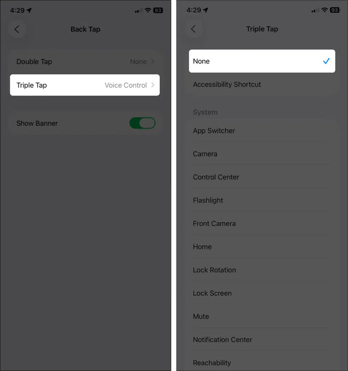 Kiểm tra Back Tap và Phím tắt
