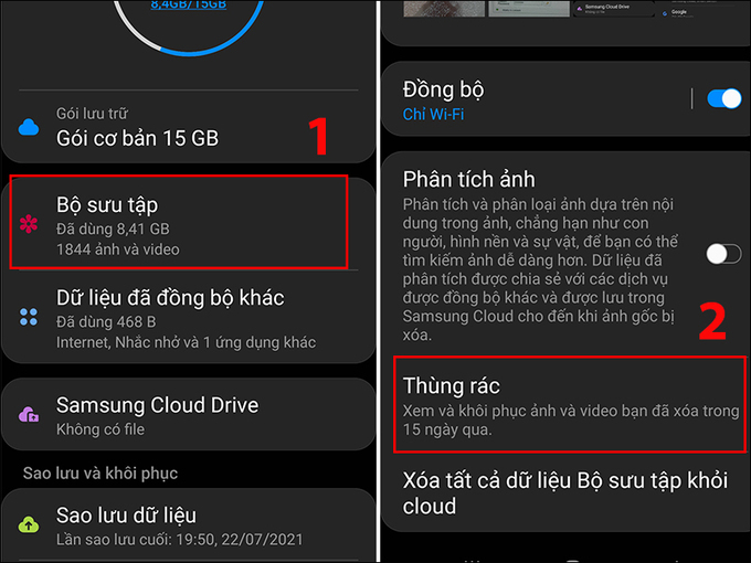 Lấy lại ảnh đã xóa bằng Samsung Cloud