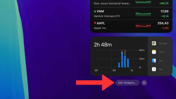 Cách thêm Widget bằng Trung tâm thông báo