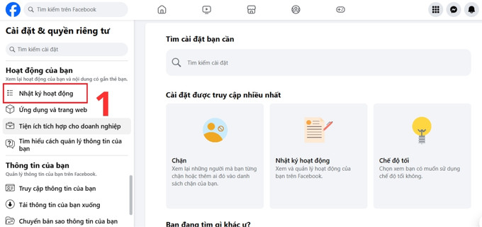 Thao tác khôi phục bài viết đã xóa trên Facebook trên máy tính