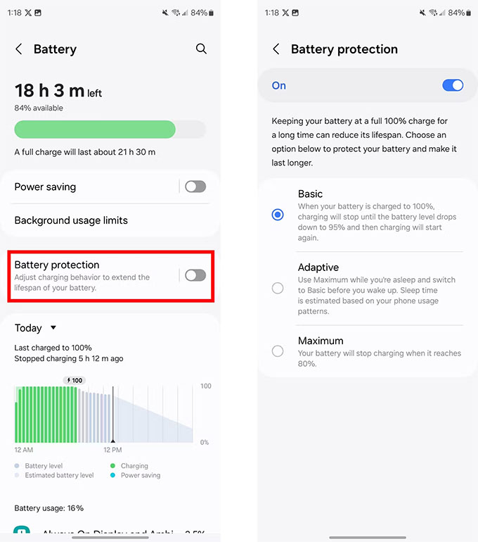 Để bật tính năng bảo vệ pin của Samsung