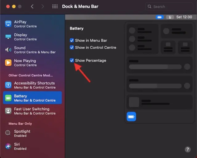 Bước 4 cách bật hiển thị phần trăm pin MacBook (macOS Catalina trở xuống)