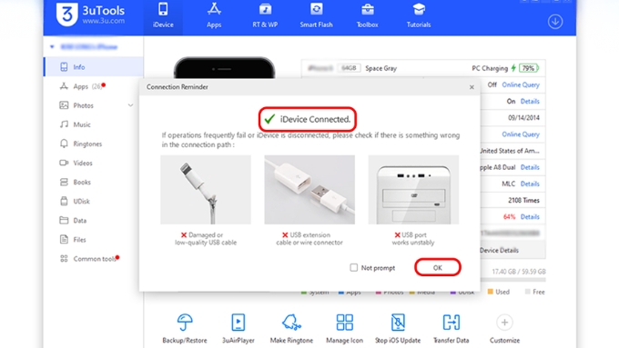 Kết nối iPhone 17 với máy tính bằng cáp Lightning