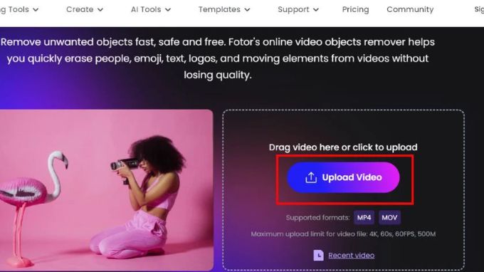 Xóa vật thể trong video với Fotor