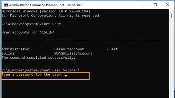 Cách đặt mật khẩu cho máy tính Win bằng Command Prompt