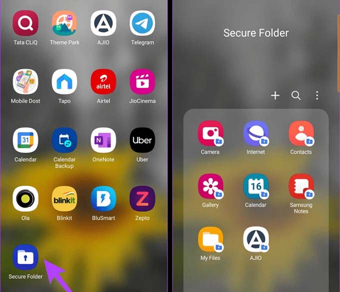 Cách bật, mở thư mục bảo mật trên Samsung từ màn hình chính