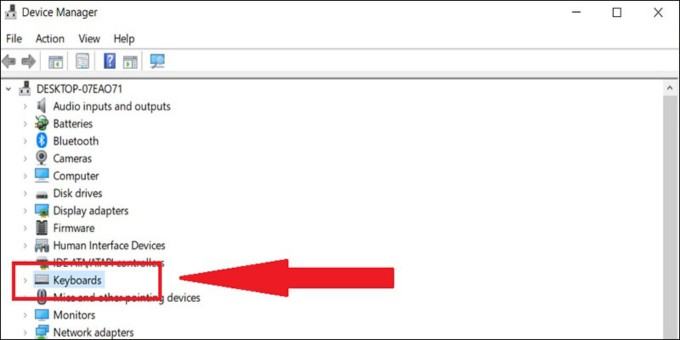 Tắt bàn phím laptop bằng Device Manager
