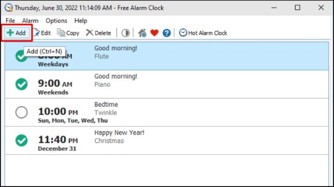 Cách đặt báo thức trên máy tính, laptop Win 10 qua phần mềm Free Alarm Clock
