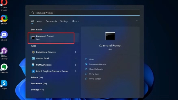 Mở Command Prompt