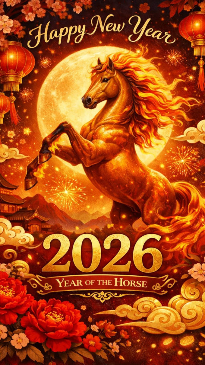 Hình nền chủ đề Tết Bính Ngọ 2026 cho điện thoại