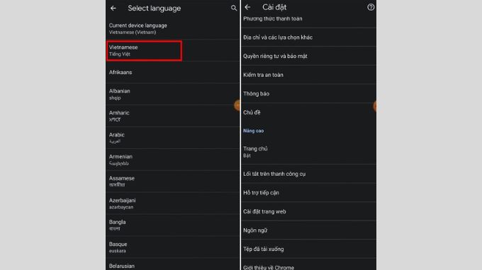 Cách cài đặt tiếng Việt cho Google Chrome trên điện thoại Android