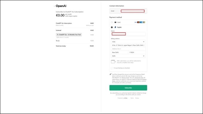Cách đăng ký 1 năm miễn phí ChatGPT Go