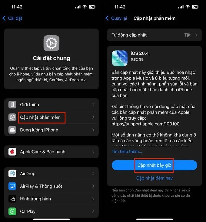 Khắc phục lỗi màn hình iPhone bị vàng bằng cách cập nhật phần mềm
