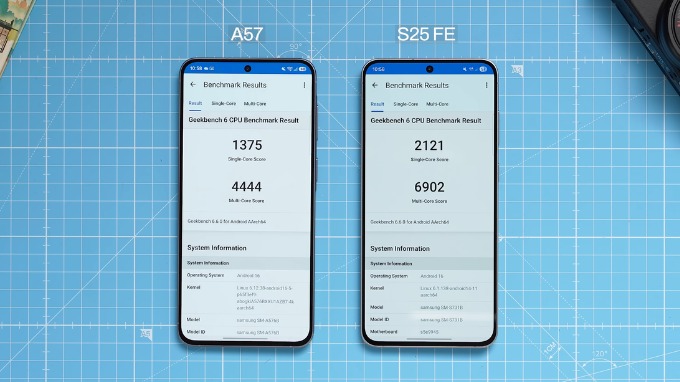 So sánh Samsung Galaxy A57 và Galaxy S25 FE về hiệu năng