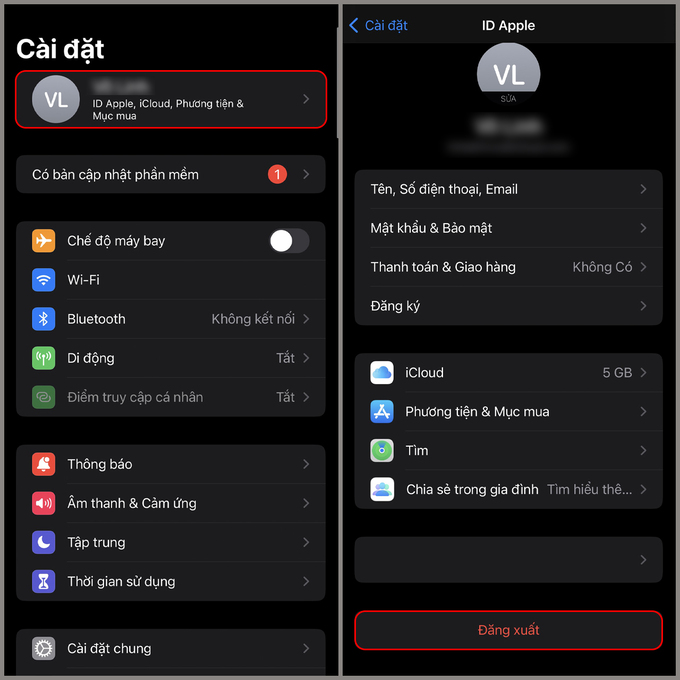 Đăng nhập lại tài khoản Apple ID