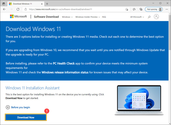 Cách update Win 10 lên Win 11 bằng Installation Assistant