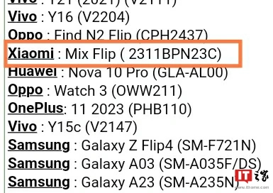 Mix Flip xuất hiện trên IMEI