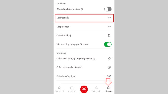 Bước 2 đổi mật khẩu trên VNeID
