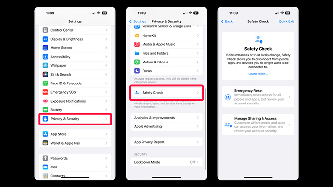 Cách thức bật chế độ Safety Check trên iPhone