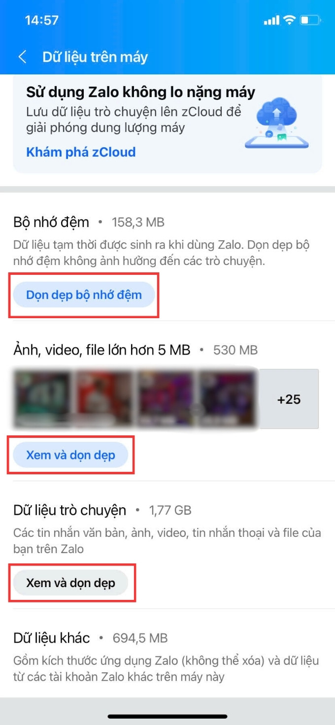 Cách dọn dẹp bộ nhớ Zalo trên điện thoại