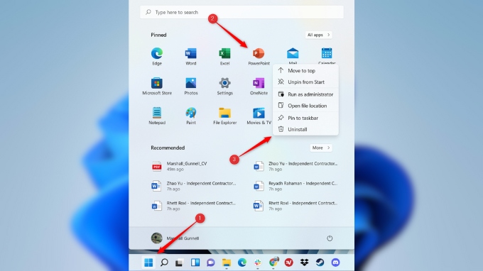 Cách xóa ứng dụng trên Windows 11 qua menu Start