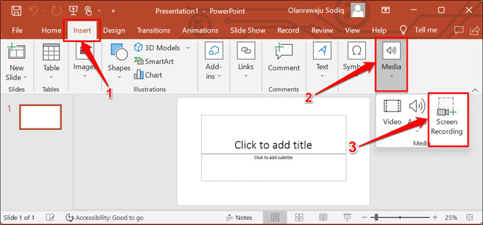 Cách quay màn hình máy tính Win 11 bằng Powerpoint