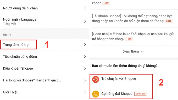 Xóa lịch sử mua hàng Shopee bằng cách liên hệ bỗ phận hỗ trợ