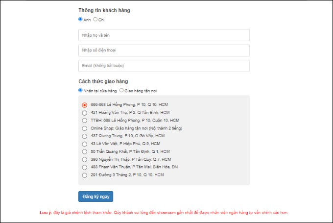 Bước 4 mua điện thoại trả trước 0 đồng trên trang XTmobile.vn