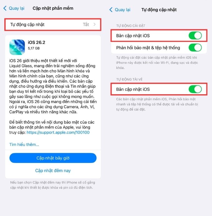 Cách update iOS iPhone tự động