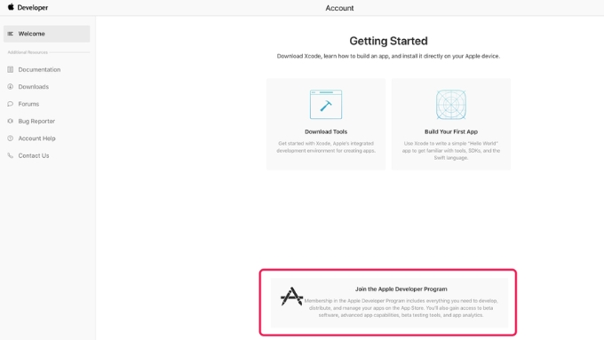 Nhấn vào liên kết “Join the Apple Developer Program”