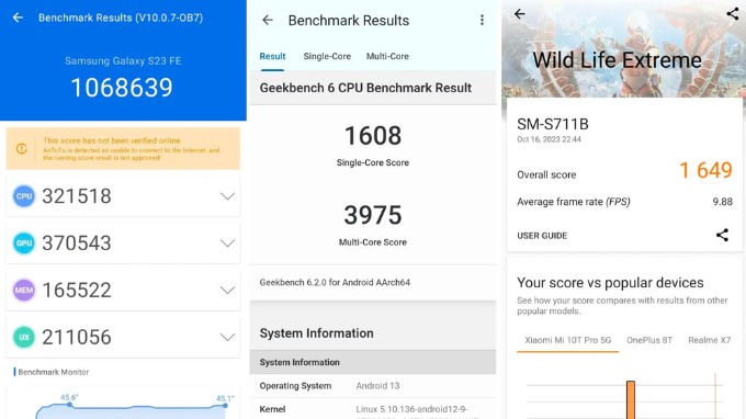 Điểm hiệu năng trên Galaxy S23 FE