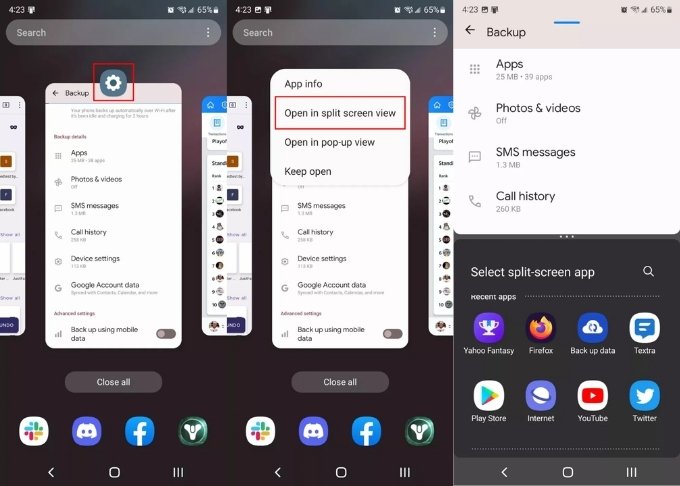 Cách chia đôi màn hình Samsung bằng ứng dụng gần đây