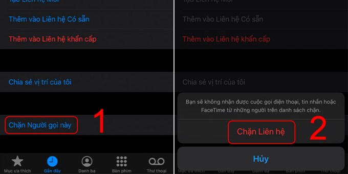 Bước 2 chặn số lạ gọi đến iPhone