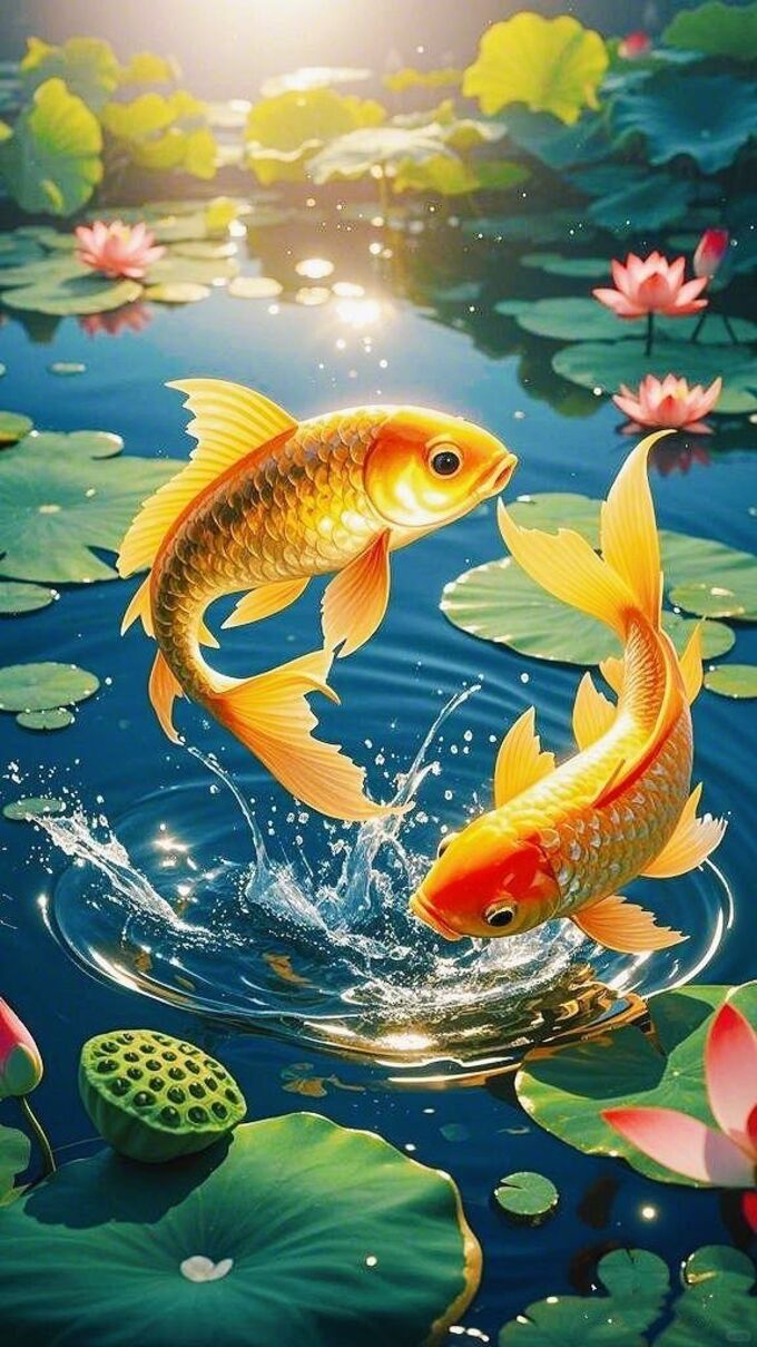 Hình nền hoa sen cá chép