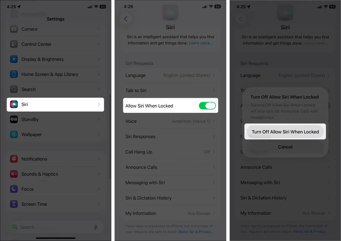Vô hiệu hóa Siri trên màn hình khóa