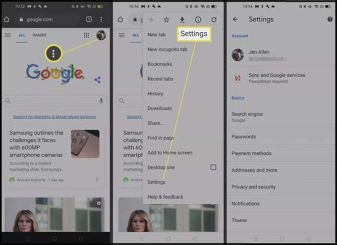 Bật cookie bằng trình duyệt Chrome
