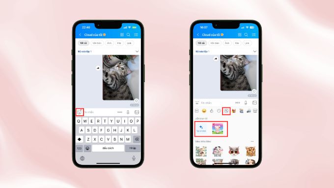 Chọn biểu tượng zSticker AI và chọn sticker cần gửi