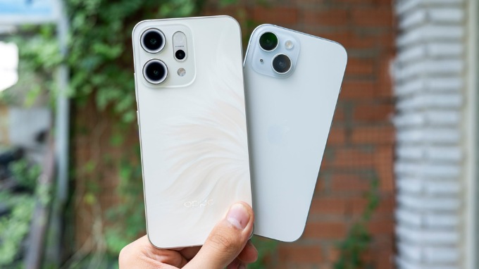 Thiết kế bên ngoài của OPPO Reno 14 và iPhone 15